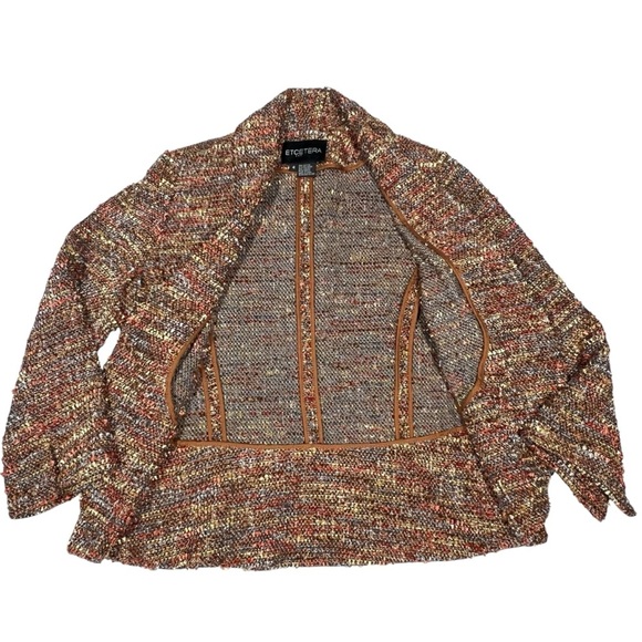 VINTAGE ETCETERA Brown Orange Speckled Tweed Blazer Jacket Women's Size 4 - Picture 12 of 16